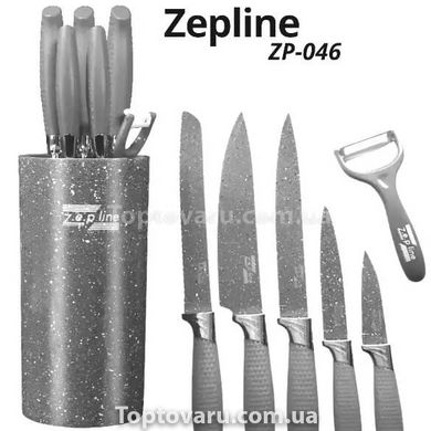 Набір ножів на підставці 6 предметів Zepline ZP-046 Чорний 14745 фото