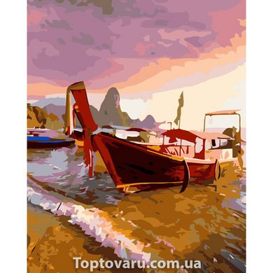 Картина за номерами Strateg ПРЕМІУМ Човен на березі розміром 40х50 см (GS709) GS709-00002 фото
