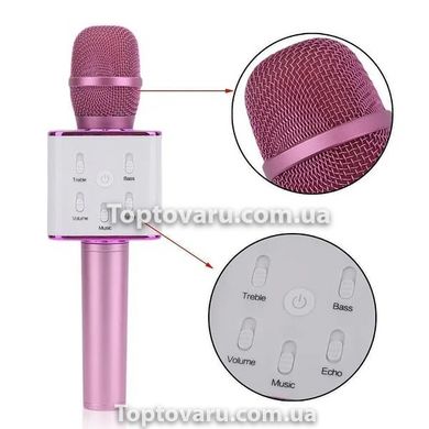 Портативный беспроводной микрофон караоке Q7 розовый 7561 фото