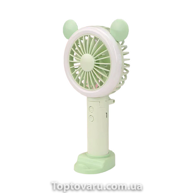 Ручной вентилятор с подсветкой RGB с ушками зеленый 11337 фото
