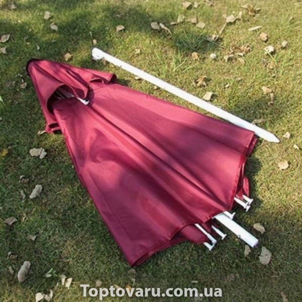 Зонт рыбацкий с клапаном, чехлом и крючками черный 2м JTG2025-2darkred Красный 35655 фото