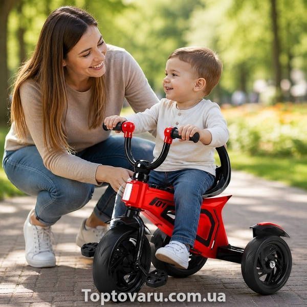 Велосипед дитячий триколісний зі світловими та звуковими ефектами, Червоний 26X-52 37645 фото
