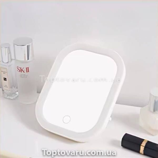 Зеркало для макияжа на подставке USB квадратное Белое 22513 фото