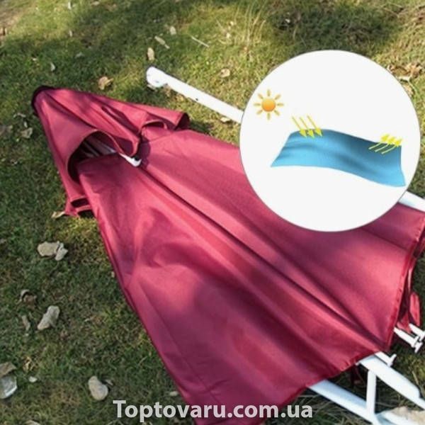 Зонт рыбацкий с клапаном, чехлом и крючками черный 2м JTG2025-2darkred Красный 35655 фото