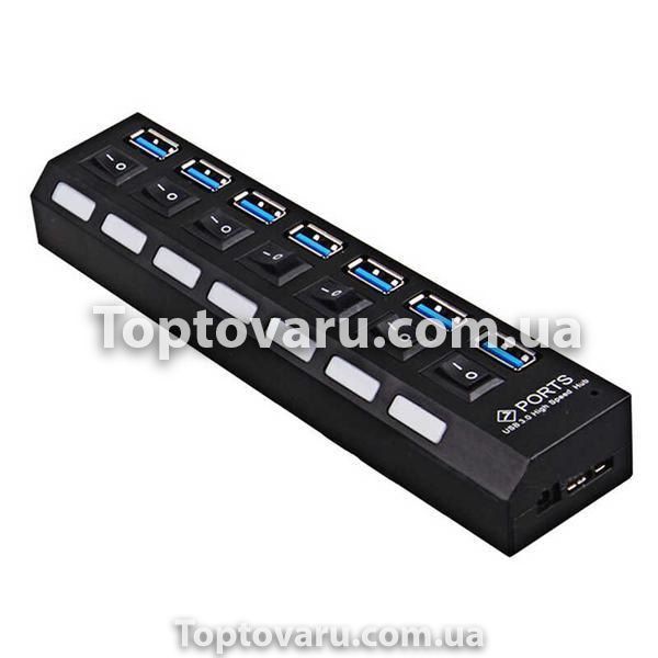 Семи-портовий USB-хаб - Hub 7USB Чорний 6887 фото