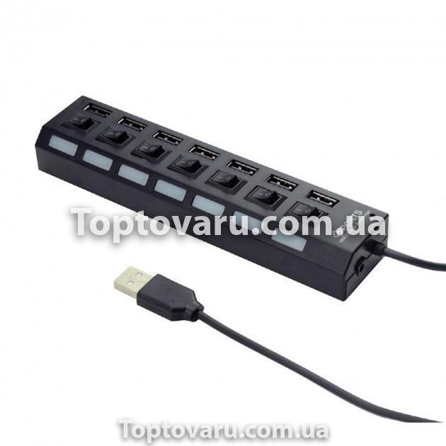 Семи-портовий USB-хаб - Hub 7USB Чорний 6887 фото