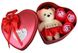 Коробка в форме сердца Красная с мыльным цветком с 3 розами и 1 мишкой 4196 фото 2