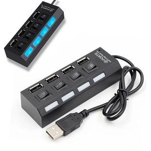 Чотирьох-портовий USB-хаб - Hub 4USB Чорний 4866 фото