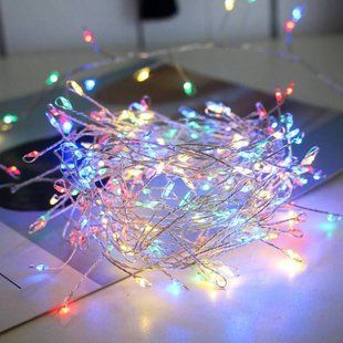 Гирлянда роса линейная Мишура пушистая  20м 600LED 220V 4529 YL20 AND 61-1 Серый провод, мультиколор 31142 фото