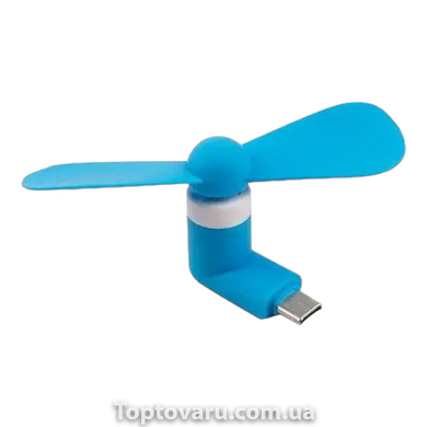 Mini вентилятор для телефону та Power Bank Блакитний 12888 фото