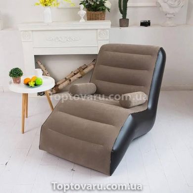 Кресло надувное S-образное велюровое Коричневое 14688 фото