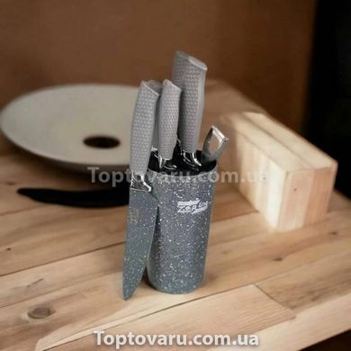 Набор ножей на подставке 6 предметов Zepline ZP-046 Серый 14746 фото