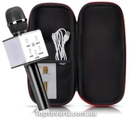 Портативний бездротовий мікрофон караоке q7 чорний + чохол 11828 фото