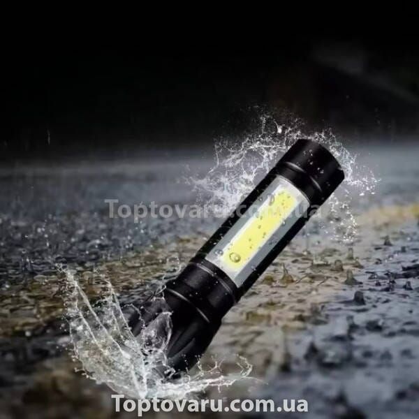 Ручний світлодіодний туристичний LED ліхтар із бічним світлом Charging Flashlight Чорний 24708 фото