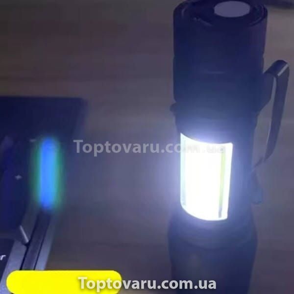 Ручний світлодіодний туристичний LED ліхтар із бічним світлом Charging Flashlight Чорний 24708 фото