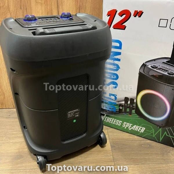 Колонка з мікрофонами, колесами та ручкою Bluetooth Wireless Speaker TTD-1209 Чорна 32887 фото