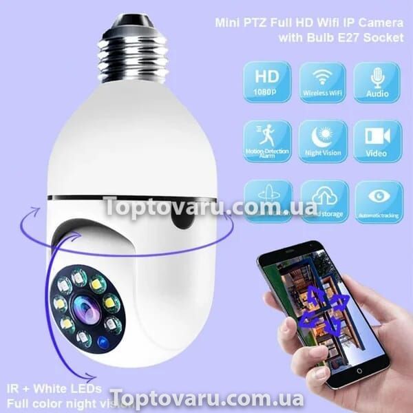 Панорамна WiFi IP-камера 2MP цоколь Е27 Біла 7759 фото