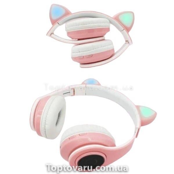 Беспроводные наушники Bluetooth с кошачьими ушками LED СXT-B39 CATS Розовые 18154 фото