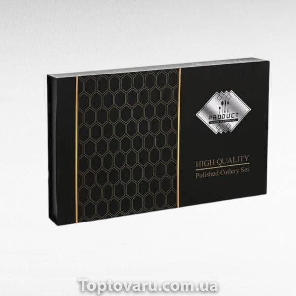 Набір столових приладів із нержавіючої сталі 24 предмети Portugal Collection Чорний із золотим 38025 фото
