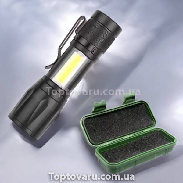 Ручний світлодіодний туристичний LED ліхтар із бічним світлом Charging Flashlight Чорний 24708 фото