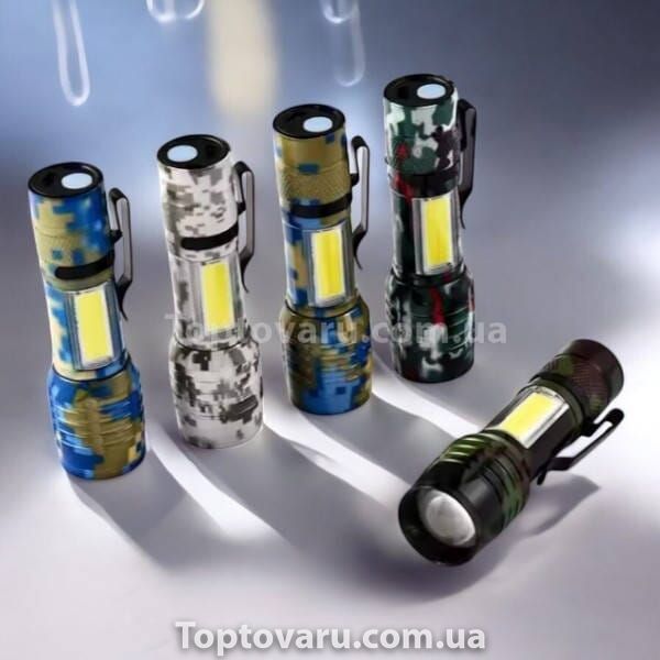 Ручний світлодіодний туристичний LED ліхтар із бічним світлом Charging Flashlight Чорний 24708 фото