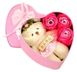 Коробка у формі серця Рожева з мильним квіткою з 3 трояндами і 1 мишком 4197 фото 1