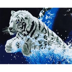 Картина за номерами Strateg ПРЕМІУМ Білий тигр розміром 40х50 см (GS045) GS045-00002 фото