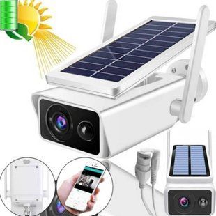 Камера видеонаблюдения с солнечной панелью WiFi Q2 ICSEE FHD-Contains18650 batteries Белая 20086 фото