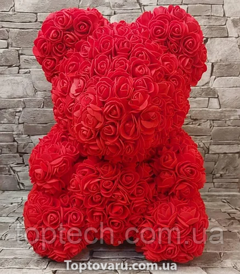 Мишка з серцем з 3D троянд Teddy Rose 40 см Червоний з червоним серцем 3632 фото