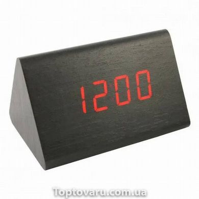 Дерев'яний світлодіодний настільний годинник 864-1 Червоне підсвічування 9486 фото