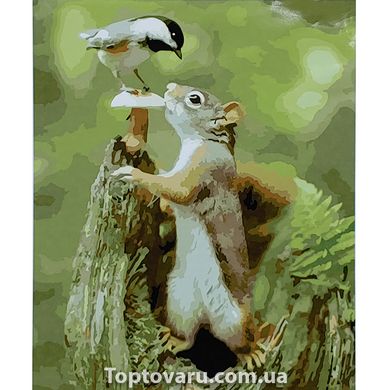 Картина по номерам Strateg ПРЕМИУМ Белочка с птичкой с лаком размером 40х50 см (SY6930) SY6930-00002 фото
