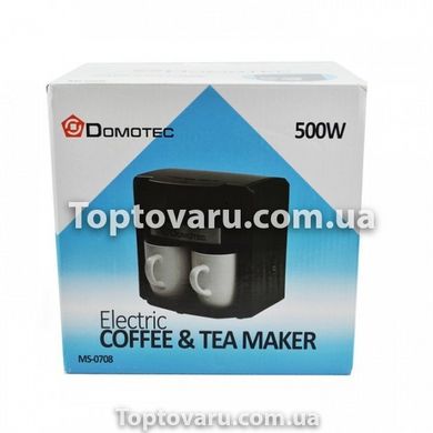 Кофеварка капельная Domotec MS-0708 на 2 чашки 500Вт Черная 6337 фото