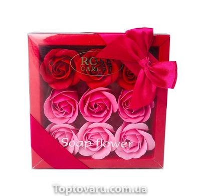 Подарунковий набір з трояндами з мила Soap Flower 9 шт Рожевий 3662 фото