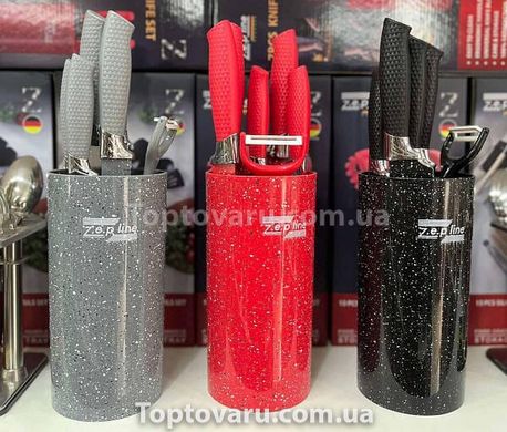 Набор ножей на подставке 6 предметов Zepline ZP-046 Красный 14747 фото