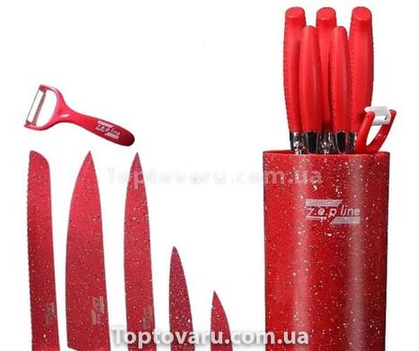 Набор ножей на подставке 6 предметов Zepline ZP-046 Красный 14747 фото