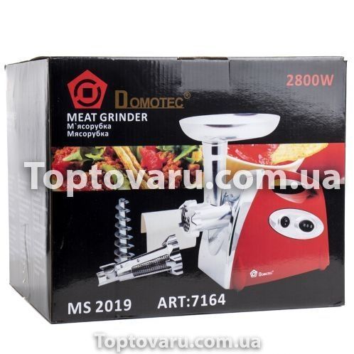 М'ясорубка з соковижималкою Domotec MS-2019 2800W Червона 7140 фото