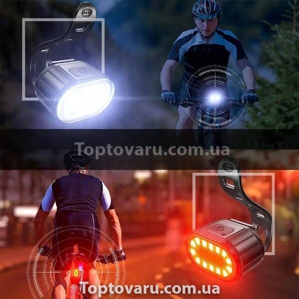 Велокомплект аккумуляторный фонарь + STOP ZH-078-2LED Черный 23589 фото