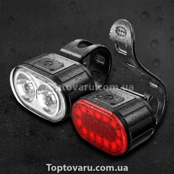 Велокомплект аккумуляторный фонарь + STOP ZH-078-2LED Черный 23589 фото