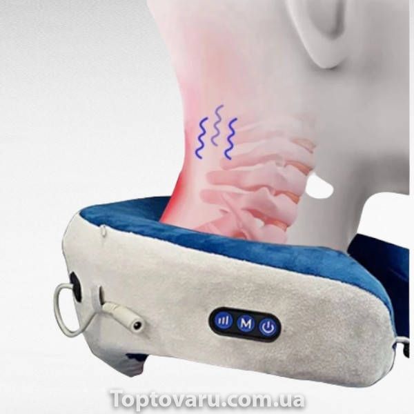 Массажная подушка для шеи U-Shaped Massage Pillow SHAKE WM-003 Синяя 19712 фото