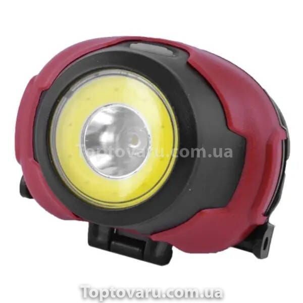 Ліхтар налобний на батарейках 1801-COB+LED Чорний з червоним 21835 фото