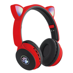 Беспроводные Bluetooth наушники с кошачьими ушками ST-77M Красные 9474 фото