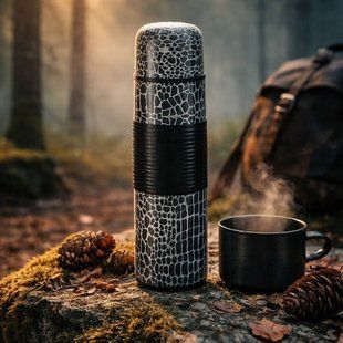 Термос для холодних та гарячих напоїв 500мл UNIQUE UN-1012 Чорно-білий 36004 фото