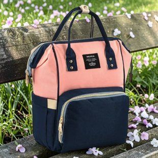 Сумка-рюкзак для мам Mom Bag Рожева з синім 34659 фото