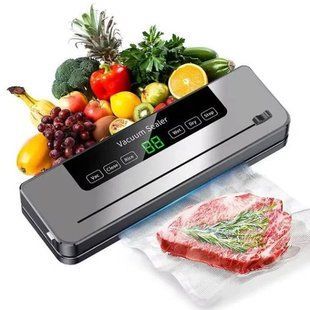 Вакуумний пакувальник для сухих та вологих продуктів з ультрафіолетовою стерилізацією 220V Сірий 32043 фото