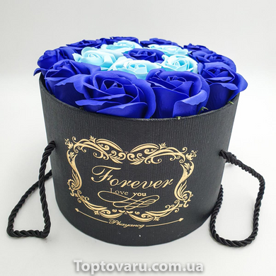 Подарочный набор мыла из роз в шляпной коробке Синий 4200 фото