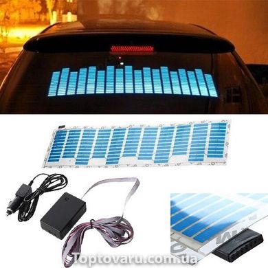 Еквалайзер на скло авто, світломузика, 45х11 см Синій 2761 фото