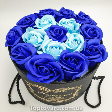 Подарунковий набір мила з троянд у капелюшної коробки Синій 4200 фото