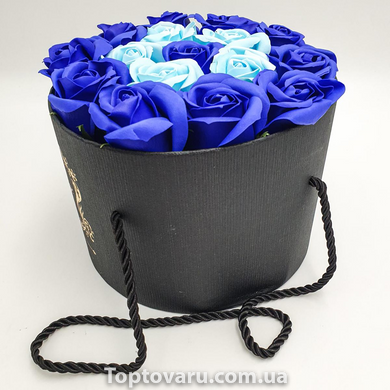 Подарунковий набір мила з троянд у капелюшної коробки Синій 4200 фото
