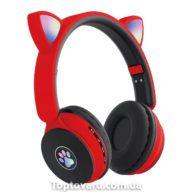 Бездротові навушники Bluetooth з котячими вушками ST-77M Червоні 9474 фото