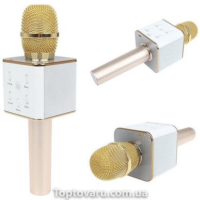 Портативний бездротовий мікрофон караоке Q7 без чохла рожево-золотий 359 фото